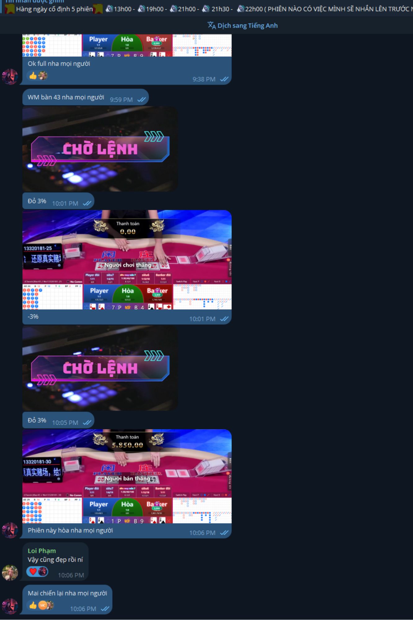 Nhóm thực chiến baccarat Thanh Hà 3